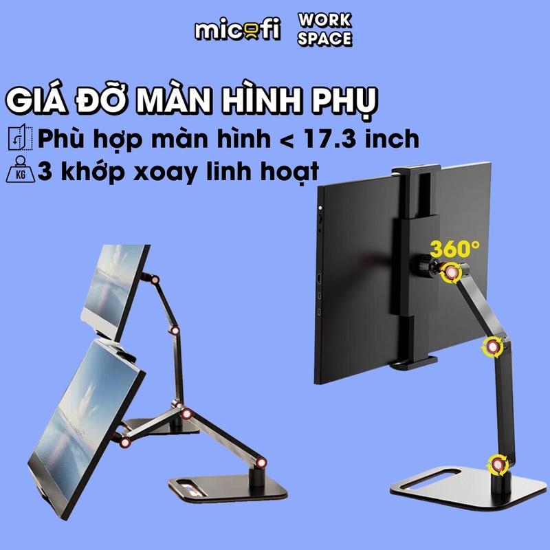 Arm Màn Hình Micofi, Kệ Để Giá Tay Treo Đỡ Màn Hình Phụ Máy Tính Bảng PC iPad Xoay 360 Độ Di Động 1