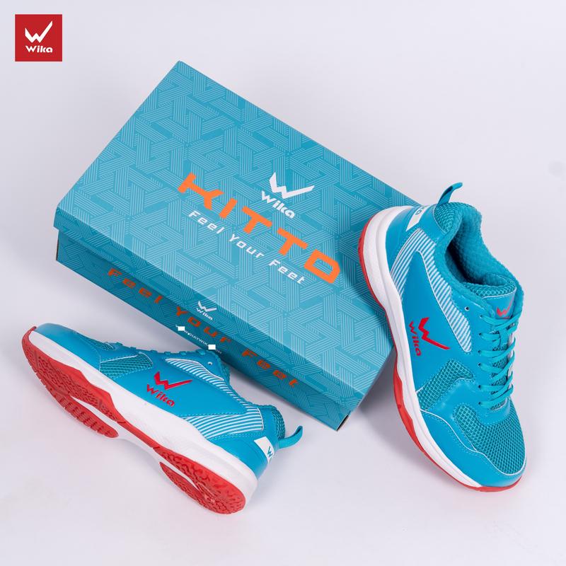 Giày Cầu Lông, Giày Bóng Chuyền Wika Kitto Nam Nữ Chính Hãng Tặng Tất Dệt Kim Không Mùi - Đế Kép Eva Êm Giảm Chấn Bám Sân, Chơi Sân Bê Tông Tốt