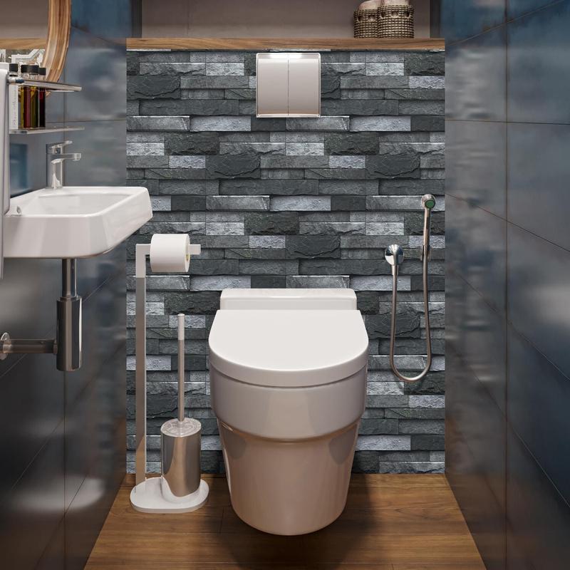 3D Brick Pattern Wallpaper Sticker, 24pcs/set Creative Modern Removable Tile Wall Sticker, Self Adhesive DIY Waterproof Wall Sticker Room Decor, Living Room, Home 3