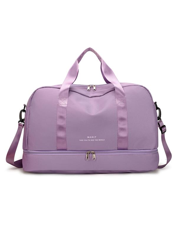 Minimalist Solid Color Travel Duffel Bag, Large Capacity Sports Tote Gym Bag, Shoulder Weekender Overnight Bag, Travel Bag for Women & Men 4
