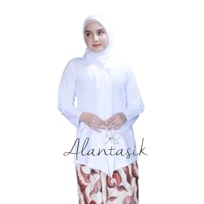 Kebaya Kartini Polos Lengan Panjang Katun Tangan Wanita Dress Dewasa 5