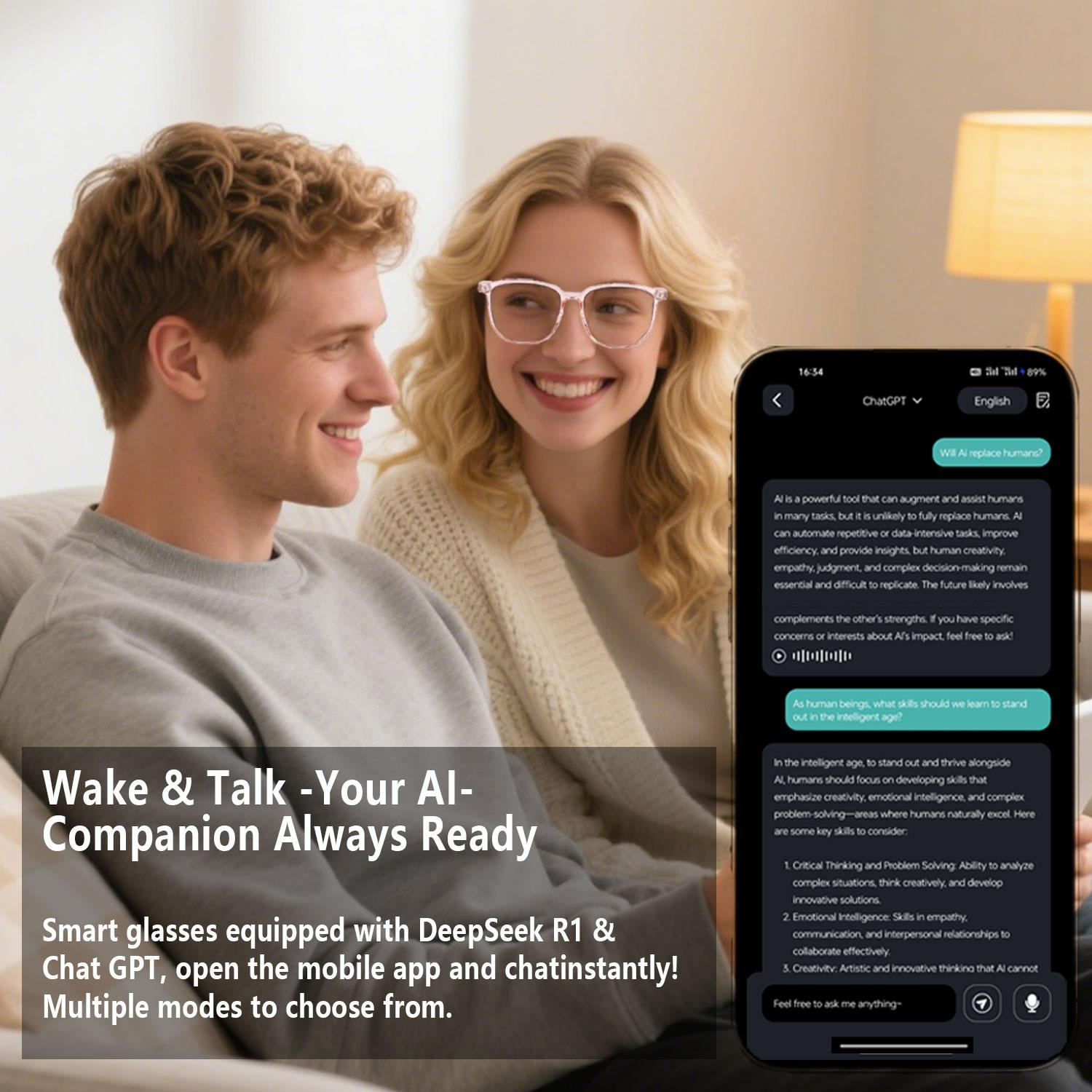 Smart AI translation audio glasses, real-time app translation in over 160 languages, light-sensitive color-changing lenses - Image 2