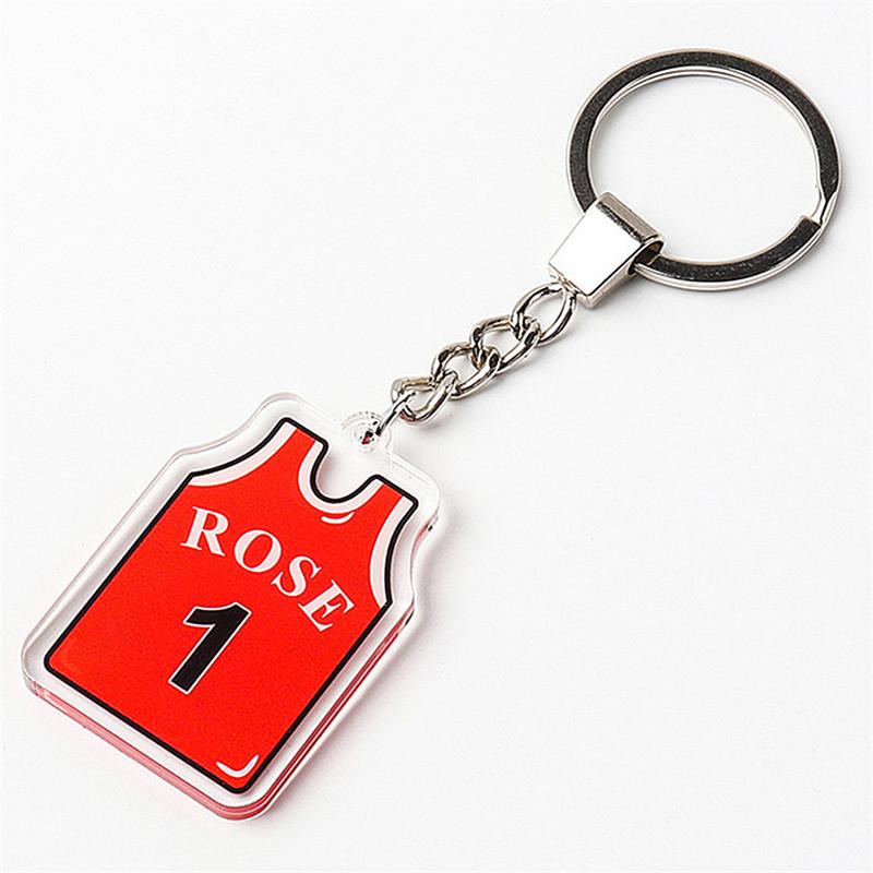 Product Introduction of Printed On Both Sides Jersey Shape Keychain Charms Sports Key Rings Basketball Fan Trinket Souvenir Accessories Gifts 20