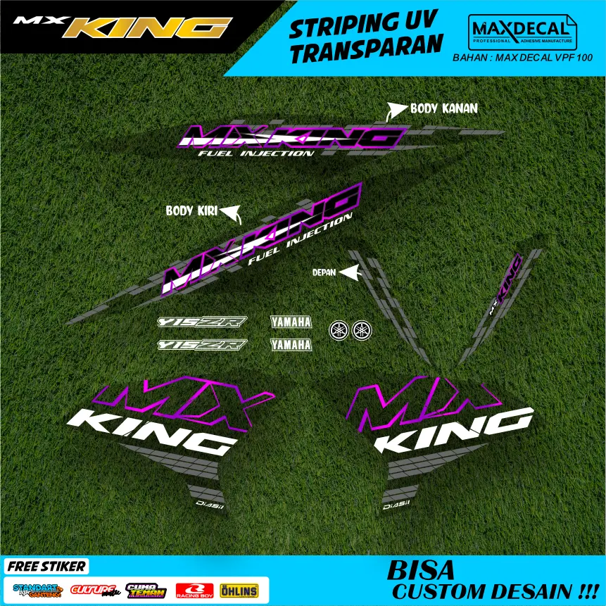 Maxdecal Stripping Exciter MX King Y15ZR 150 Stiker Decal Transparan Bervariasi Biru Putih V2 Sinper Malaysia 2 - Motor