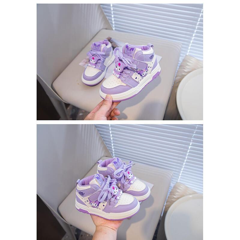 Product Introduction of Kulomi Girls' High Top Board with Breathable Leather Surface Spring and Autumn Children's 2024 New Anti slip Casual Shoes for Girls 11