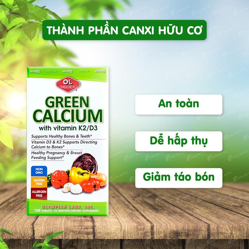 Viên uống Olympian Labs Green Calcium bổ sung canxi hữu cơ (100 viên) 4