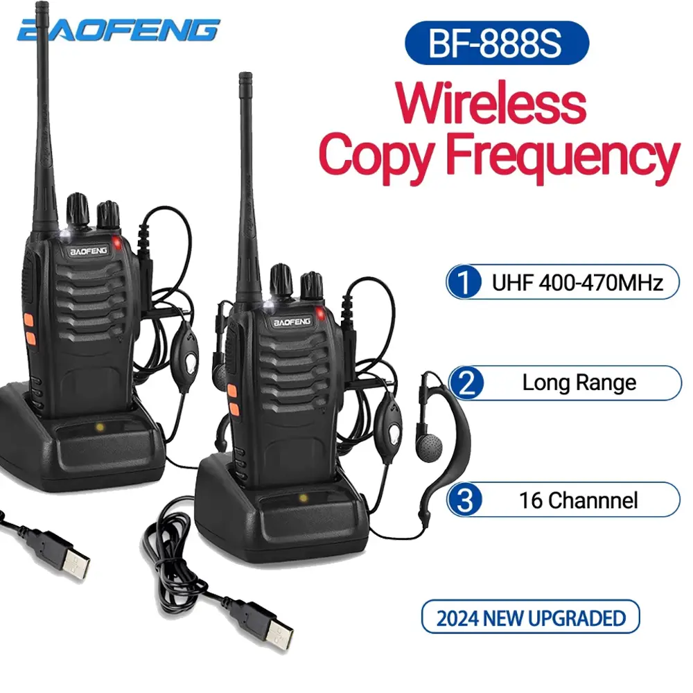 Bộ Đàm, 2 Chiếc, Stuks Baofeng 888S, Bộ Đài FM Ham 5W BF-888S, Bộ Thu Phát UHF 400-470Mhz, 16ch, Sạc USB, Thích Hợp Cho Công Tác bộ  đàm