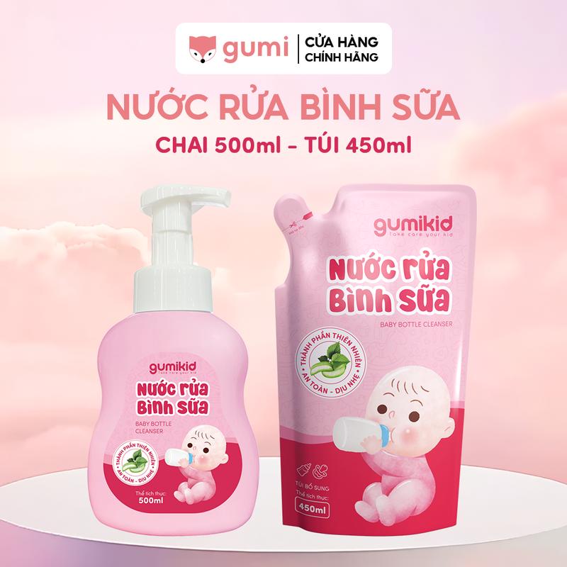 Nước rửa bình sữa trẻ em GumiKid chiết xuất lá tía tô làm sạch hiệu quả, an…