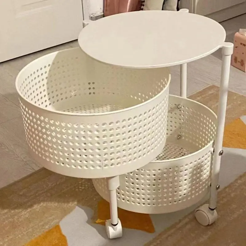 Rotary Storage Rack Installation-Free Storage Rack Living Room Multi-Functional Household Multi-Tier Movable Storage Basket wooden shoeshelves Organiser