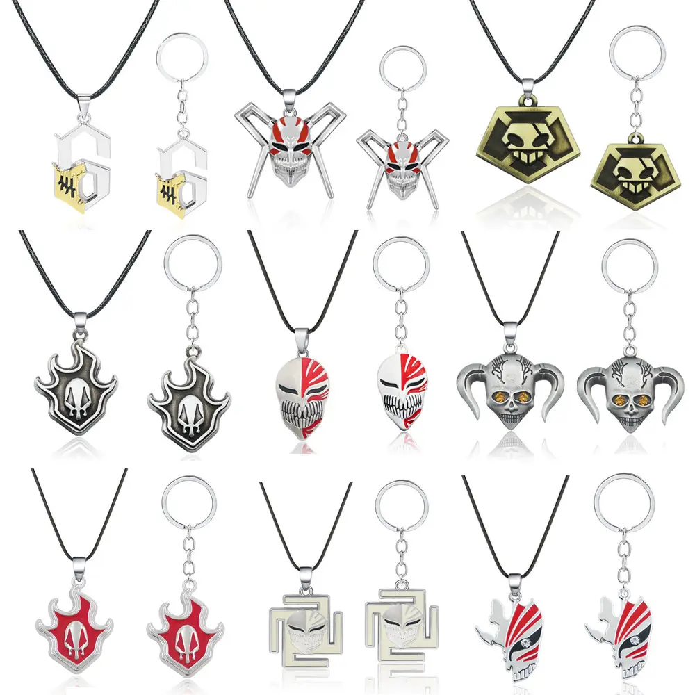 Anime BLEACH Kurosaki Ichigo False Mask Cosplay Necklace Keychain Grimmjow Necklaces Cosplay Accessories Man Woman Jewelry Gifts