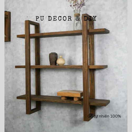 Kệ gỗ decor 3 tầng lắp đặt dễ dàng
