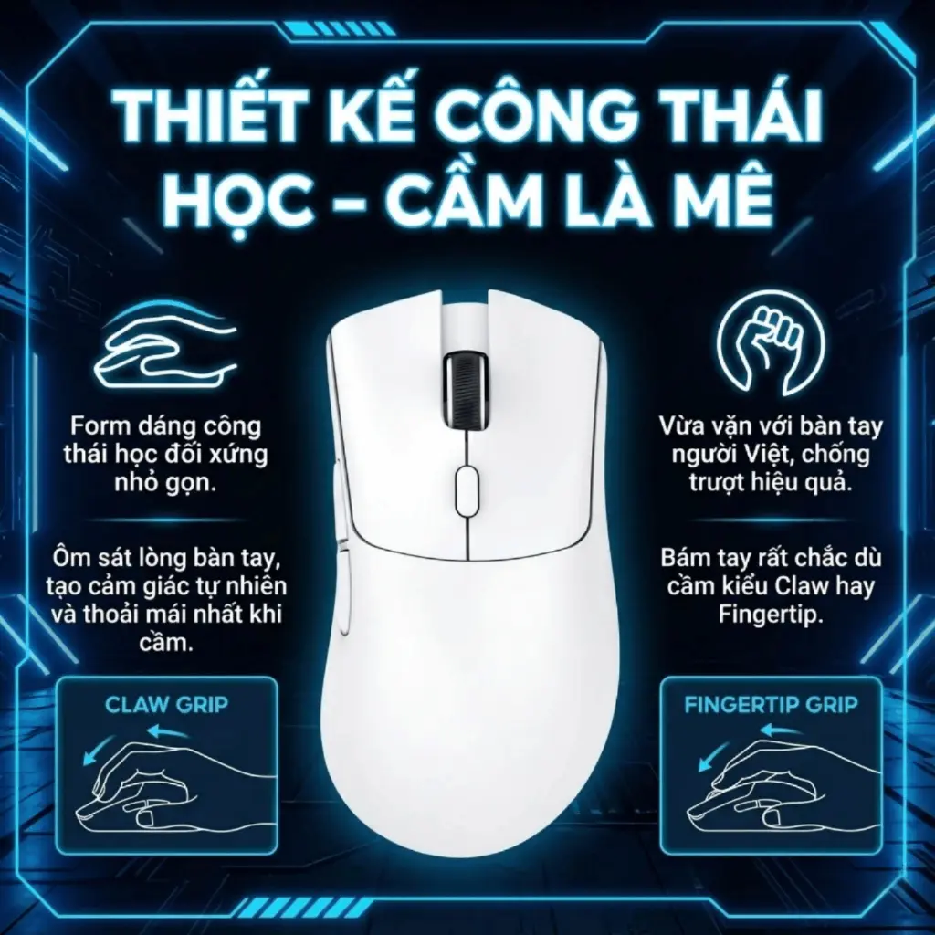 Chuột Gaming Không Dây Attack Shark R1 Siêu Nhanh, Nhẹ Paw3311 Cực Mạnh 3 Mode Bluetooth/2.4G/Type-C | BigBuy360 - bigbuy360.vn