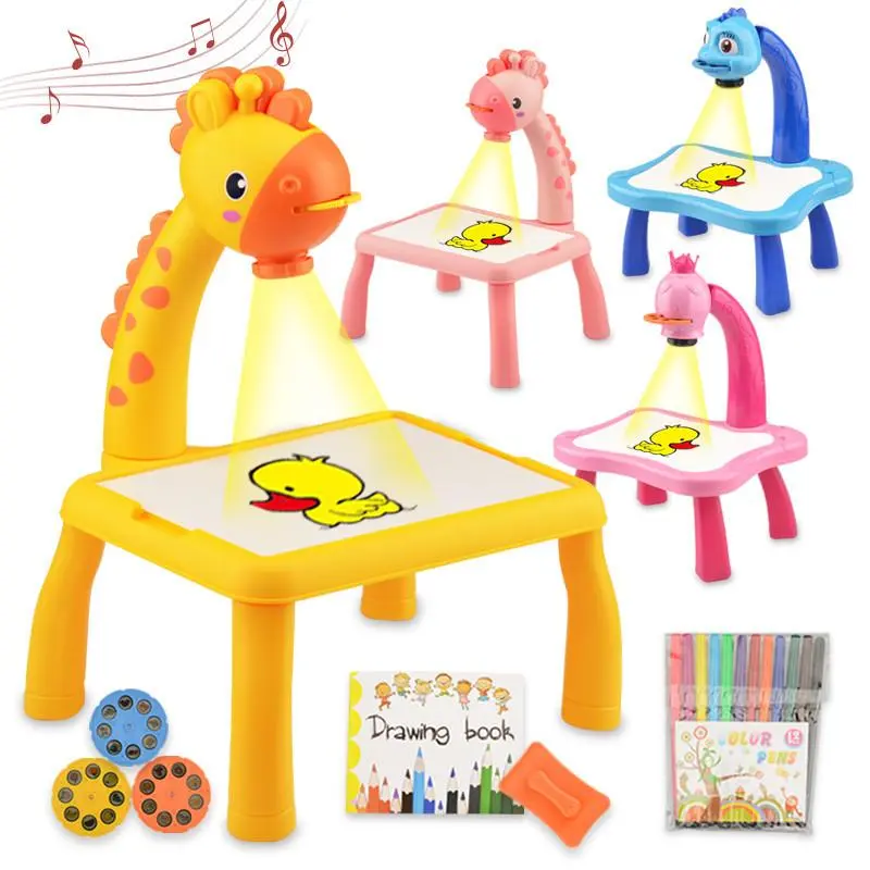 Cartoon Projector Drawing Table Toy, 1 Box Projection Painting Table with Accessories, Educational Learning Drawing Tool Toy for Teenagers