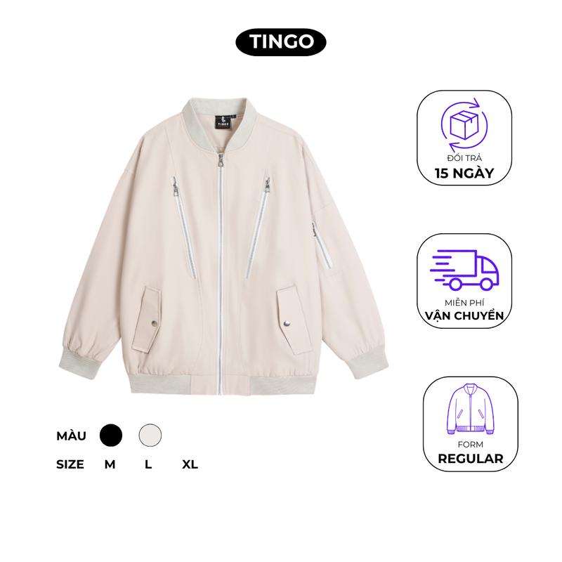  Áo khoác bomber nam nữ TINGO vải nano kháng khuẩn kháng  nước cản gió Menswear Jacket Đen,Be 04 