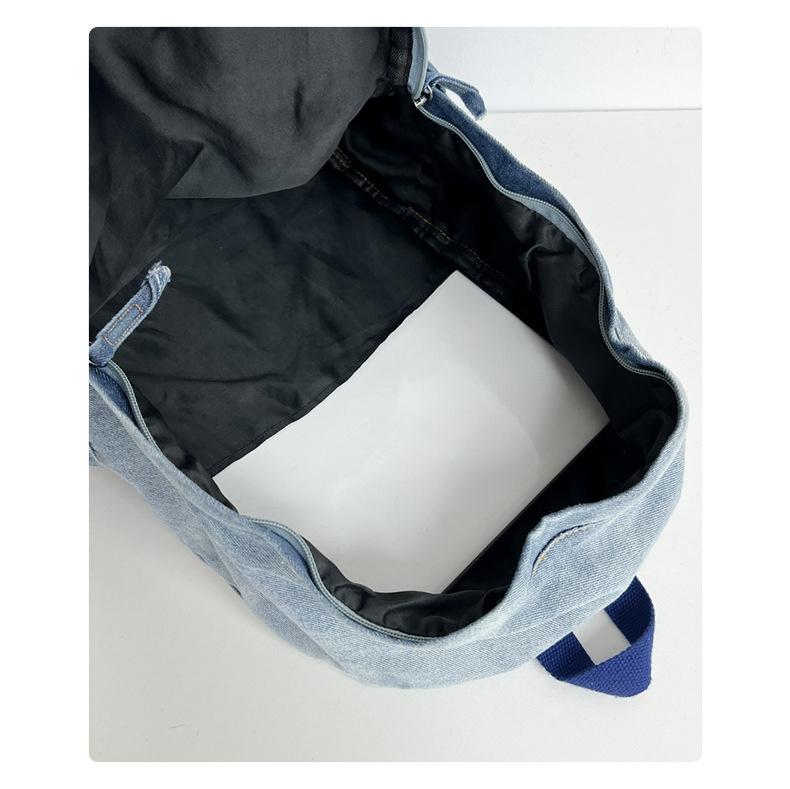 Product Introduction of Vintage Style Tie-Dye Denim Backpack, Large Capacity with Adjustable Straps - Fashion Backpack for School and Commuting 11