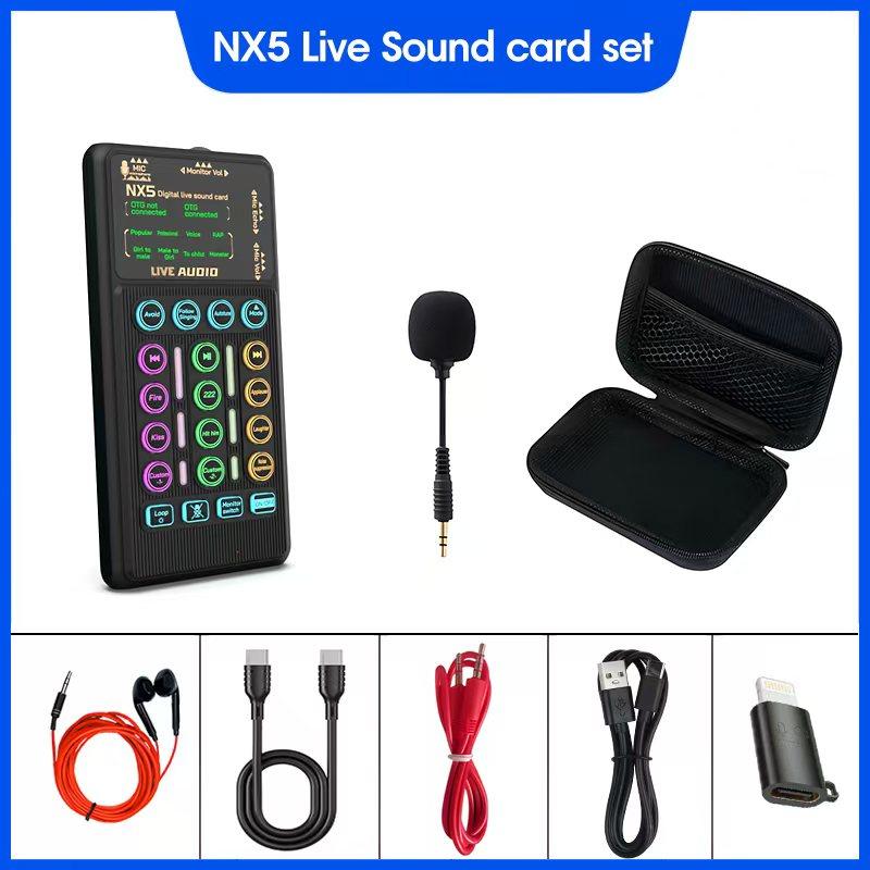  ZBM Soundcard NX5 Bộ card âm thanh chuyên nghiệp mixer Bluetooth cho điện thoại máy tính Tặng kèm tai nghe | Sản phẩm kỹ thuật số trendy 