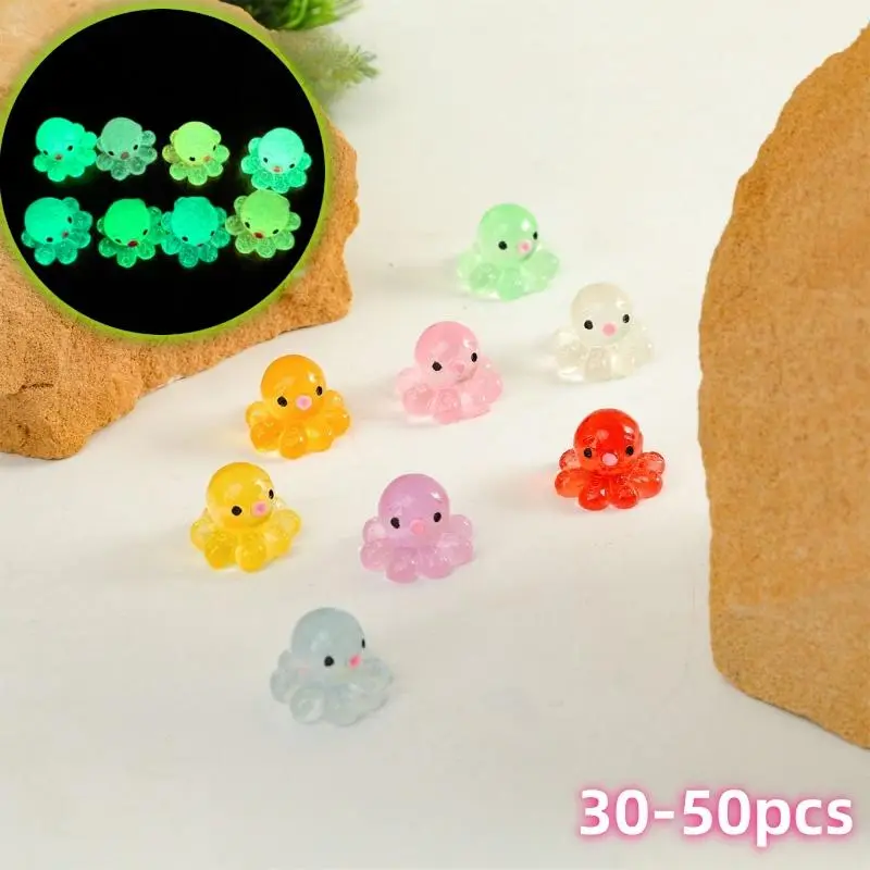 Luminous Mini Octopus Decoration, 30/50pcs Cute Mini Octopus Ornament, Glow in The Dark Fish Tank Decoration, Aquarium Decoration, Pet Supplies, Christmas Gift