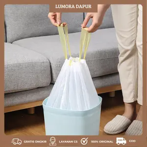 Kantong Sampah Pakai Tali isi 10 lembar 45 x 50cm / Plastik Sampah Gulung 1 Roll Tali isi 10 lembar Jumbo I PB-71
