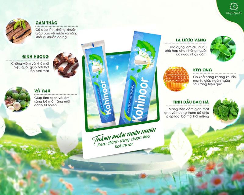 Kem đánh răng dược liệu cô đặc Cam thảo, Lá Lược Vàng, Đinh Hương Kohinoor 110g 3