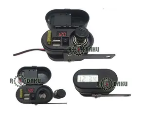 Voltmeter 4in1 Jam Digital Pemantik Charger HP plus Bracket Spion
