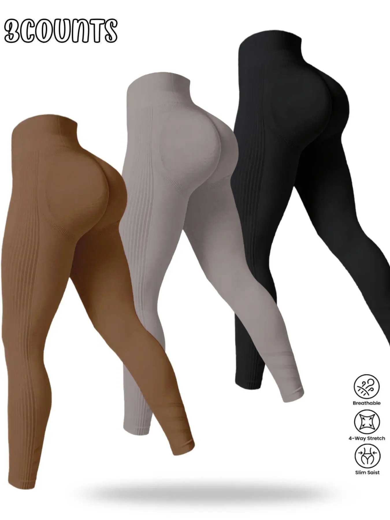 Women's Solid Seamless High Waist Leggings, Casual Comfy Breathable Skinny Pants for Daily Wear, Ladies Bottoms for All Seasons