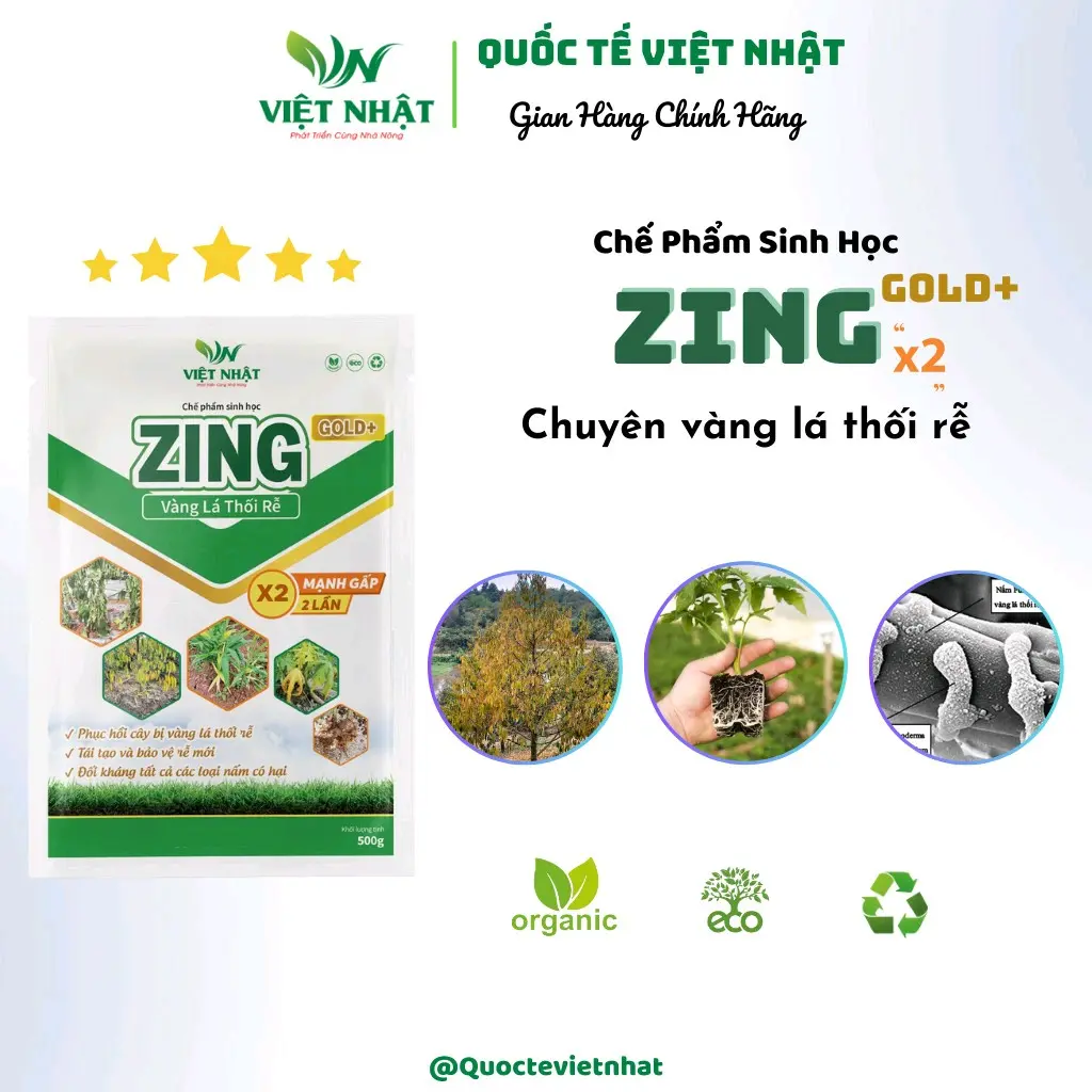 Chế phẩm sinh học phòng ngừa và phục hồi cây bị vàng lá, thối rễ, lở cổ rễ, tuyến trùng- ZING 500g