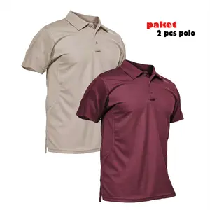 100fashion - PAKET 2 PCS kaos polo kerah lengan pendek polos premium Quality Abu Distro Pria  Tebal kancing