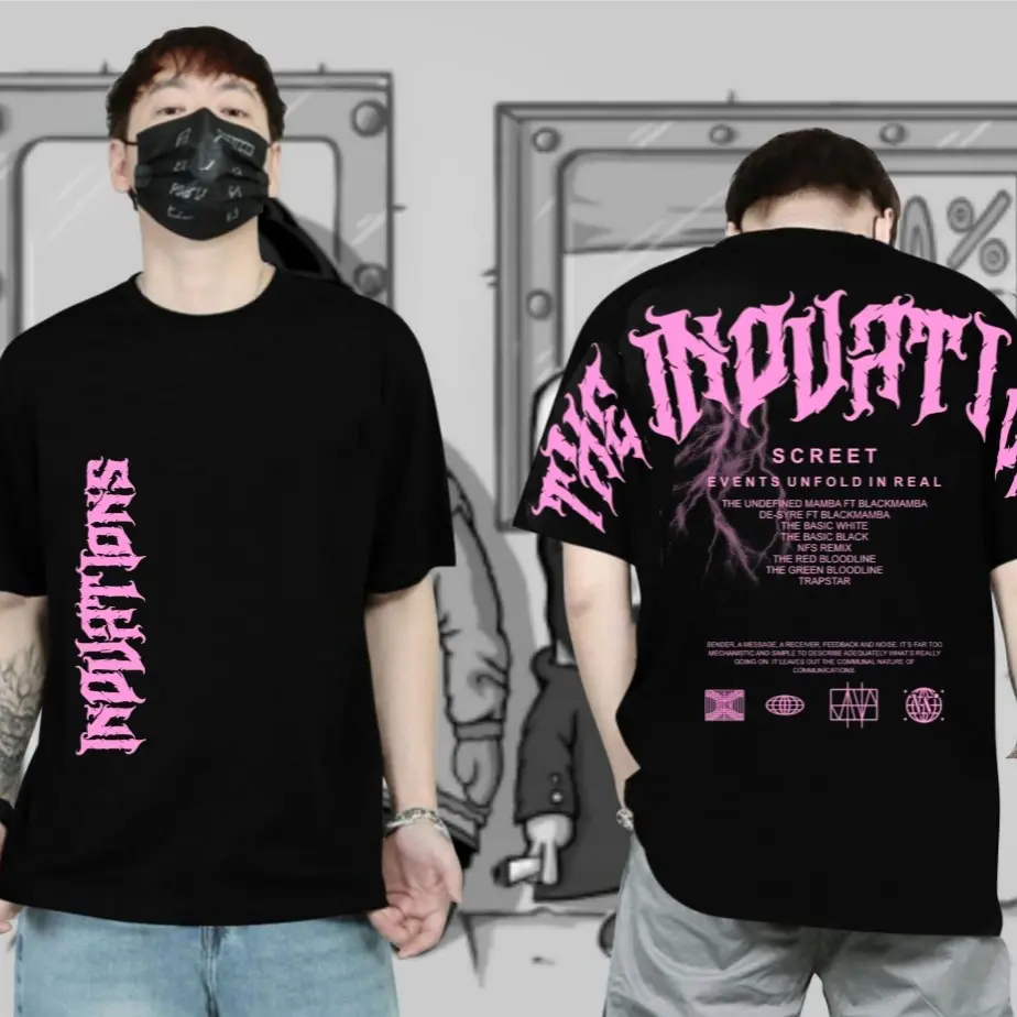 Atasan Kaos T-Shirt Pria Distro Streetwear THE INDUATIONS Warna Hitam Lengan Pendek Terbaru Keren Viral - COD