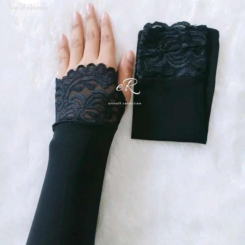 HANDSOCK JEMPOL RENDA BRUKAT SENADA / MANSET WALIMAH CANTIK Muslim Panjang 2