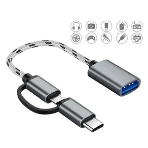KABEL OTG USB 2IN1 BISA UNTUK MICRO USB DAN TYPE C FLASHDISK MOUSE METAL STORAGE