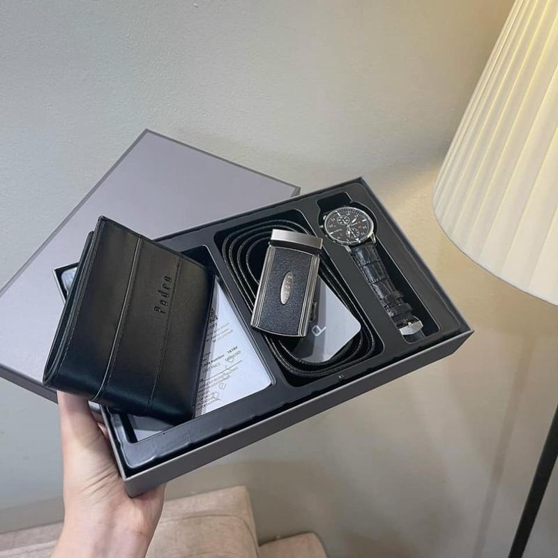 [Fullbox + Túi giấy] Set 3 ví thắt lưng đồng hồ nam cao cấp thời trang sang trọng THL03