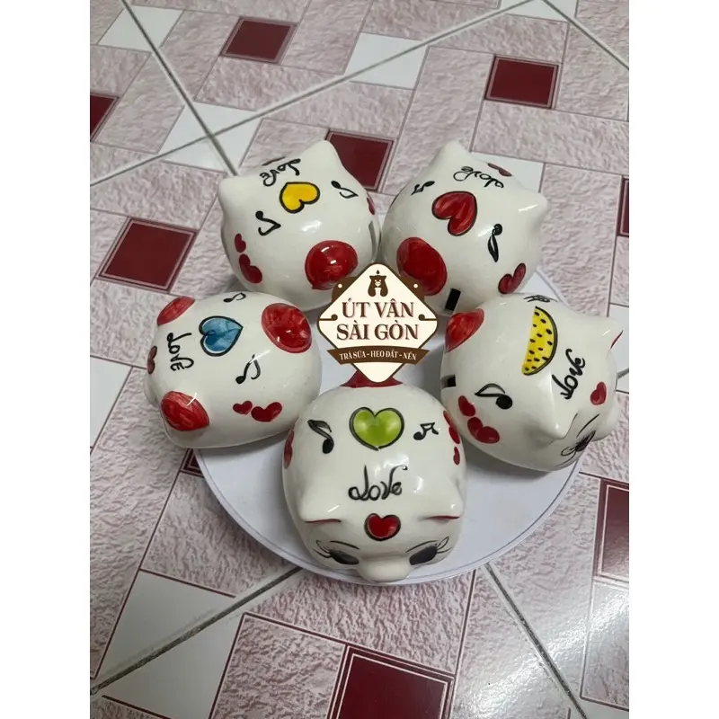 [ ĐỰNG TIỀN ] Heo sứ mini  Ống Tiết Kiệm Đựng Tiền Ống Heo Đồng 3