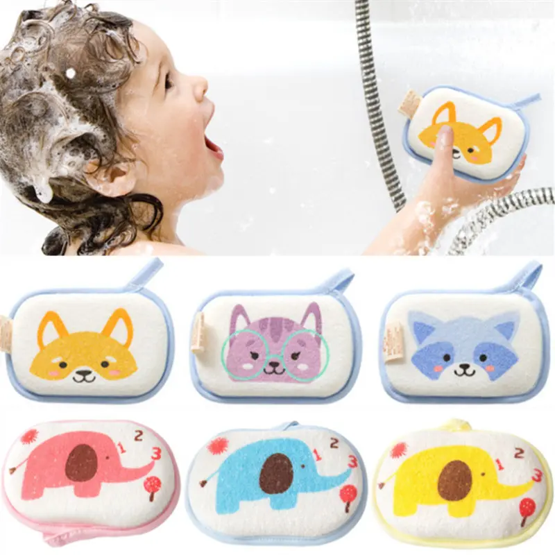 Cartoon Baby Bath Sponge Brushes for Kids Children Toddlers Newborns Adults CleaningTowel Brush Soft Bath Foam Shower Sponge