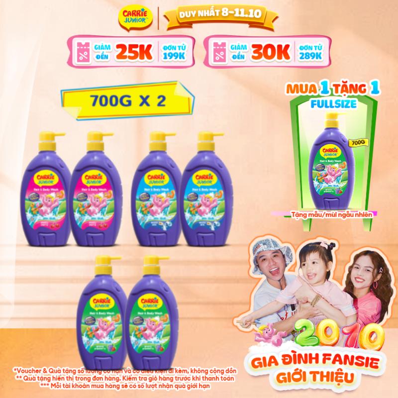 [MUA 2 ĐƯỢC 3] Combo 2 Sữa Tắm Gội cho bé Carrie Junior 3 Mùi Hương (700g/chai)