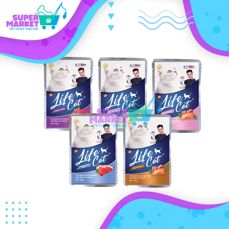 PAKET Life Cat Adult / Kitten Pouch 85gr (1box x 12Pcs) (Mix varian tulis di note untuk penjual)