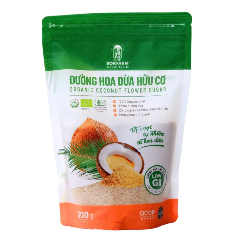Đường hoa dừa hữu cơ sokfarm - Đường không tinh luyện, chậm hấp thu, GI thấp, thơm hương dừa 2