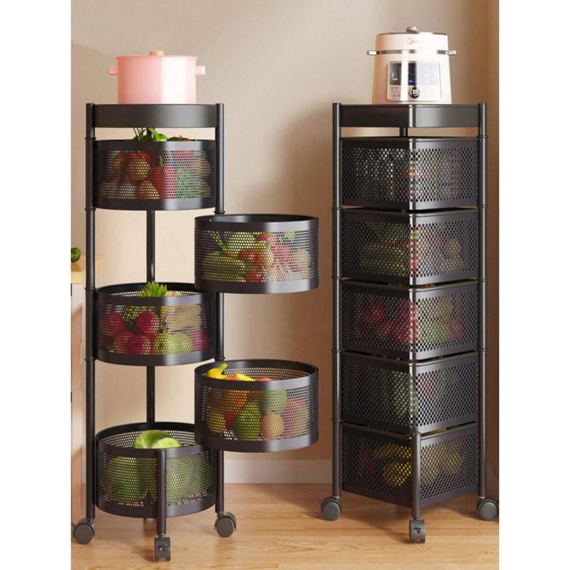 US212 Rotating Kitchen Shelves With 5 Layers, Metal Fruit And Vegetable ...