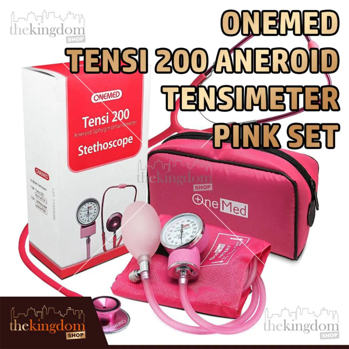 Onemed Tensi 200 Aneroid Pink Tensimeter Manual Alat Bantu Medis Set