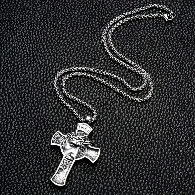 1pc INRI Jesus Christ Necklace,  Pendant Necklace and Thorn Crown Jesus    cross chain 4