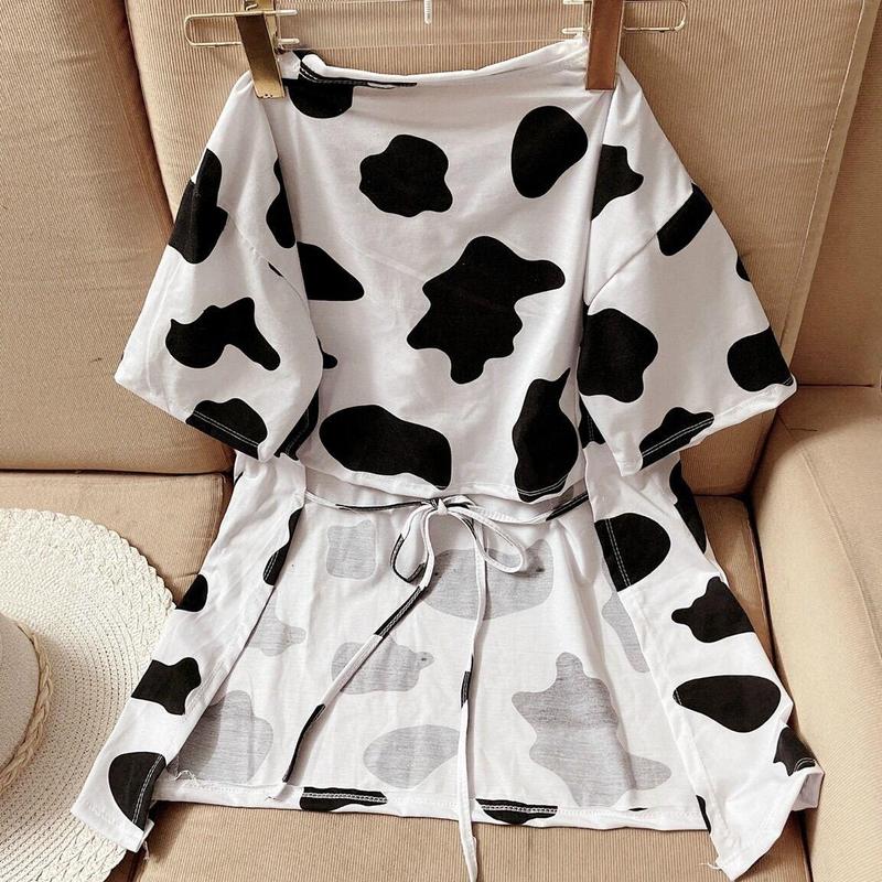 Áo thun nữ bò sữa cột nơ sau 3/4 hót nhất 2023chất vải thun cotton mềm mại phom từ 40-58 ký