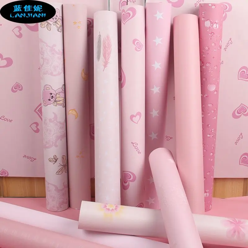Hình nền công chúa màu hồng Hình dán tự dính phòng ngủ chống thấm nước Hình nền trang trí cho bé gái Hình dán cải tạo đồ nội thất tủ quần áo để bàn 2