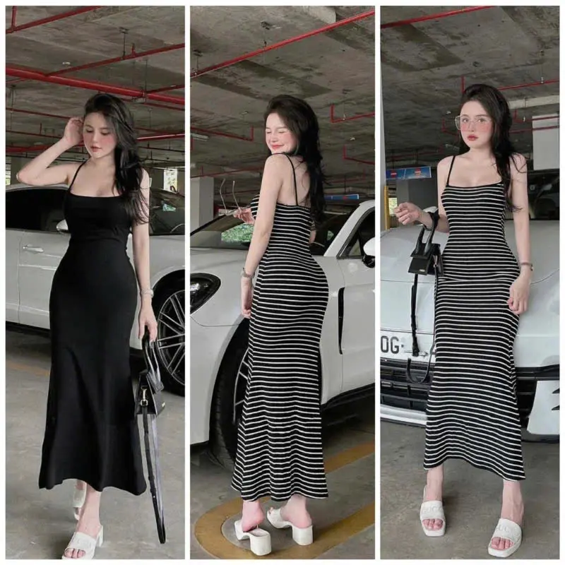 Đầm 2 dâ, xòe đuôi cá (40kg<55kg) , chất thun gân Nữ Dress Women Voi Kem