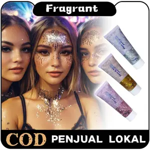 Glitter Body Art Gel Holografik Face Painting Gel untuk Eyeshadow dan Makeup dengan Efek Shiny dan Payet untuk Tema Christmas dan Acara Khusus