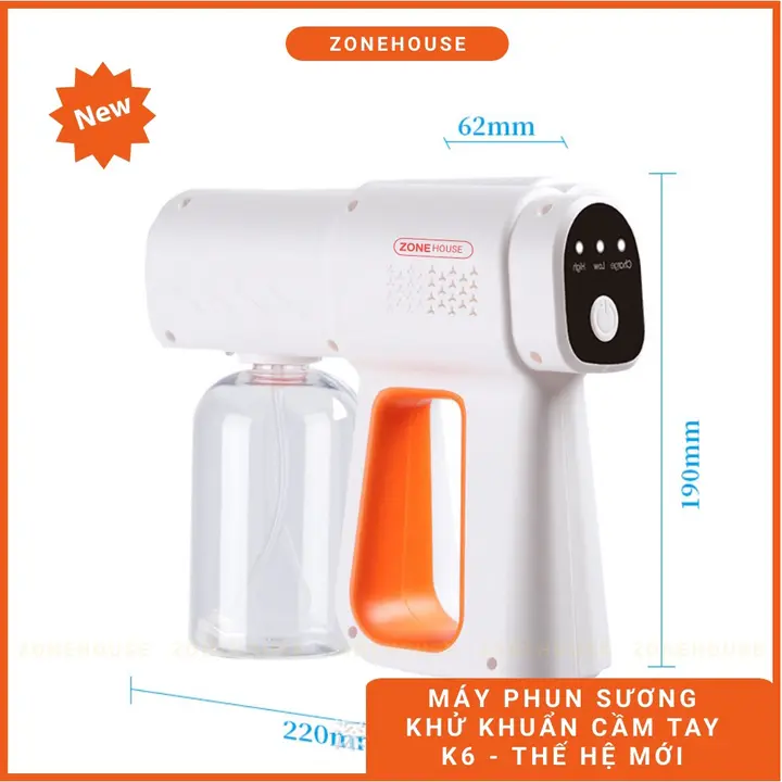Máy Phun Xịt Khử Khuẩn Cầm Tay ZONEHOUSE Mẫu Mới K6 Gọn Nhẹ, Khử Trùng Công Nghệ Tia UV Nano Cực Tím [ZONESHOP]