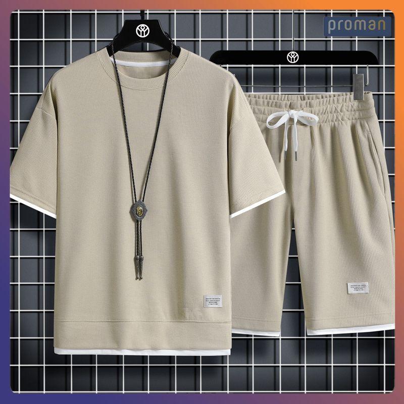   Có BIGSIZE  Bộ đồ tổ ong Cotton xốp cộc tay nam nữ  95kg BO08 - PROMAN Áo Menswear 