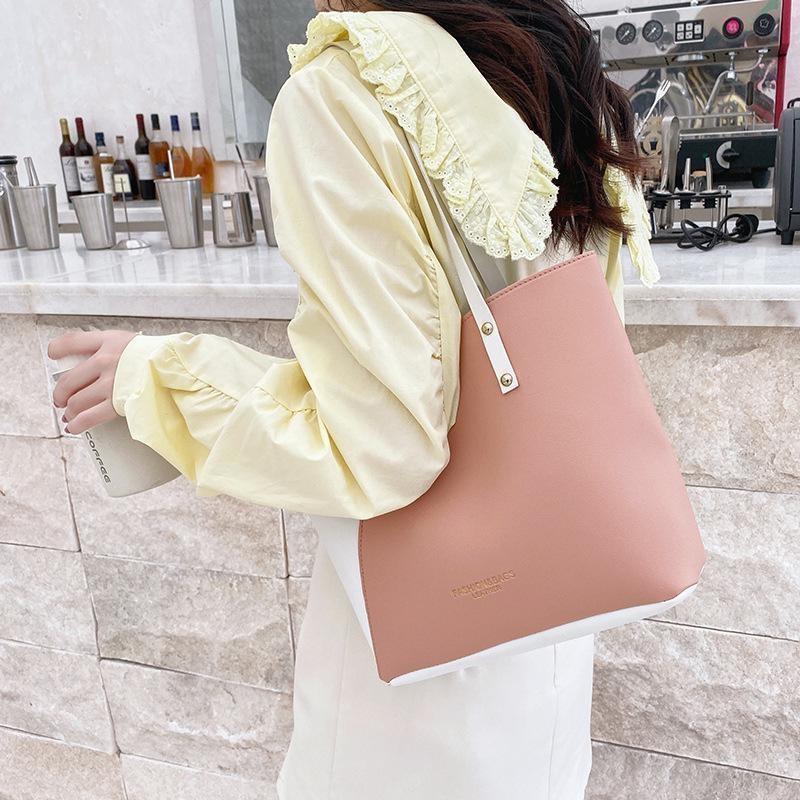 Product Introduction of Elegant Women's Color Matching Bag Pu Leather Handbag Large Capacity Shoulder Bag and Handbag 3