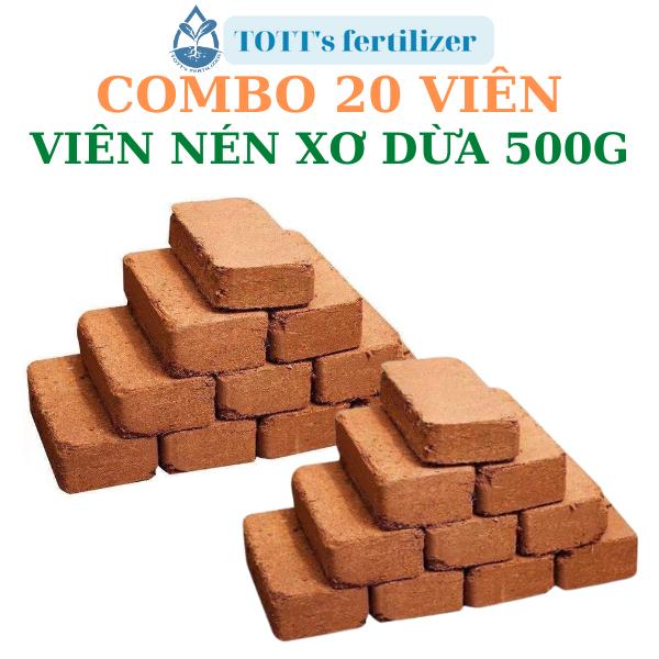 Viên nén viên xơ dừa 500g 20 viên đất sạch hữu cơ vi sinh đất trồng cây TOTT’s fertilizer