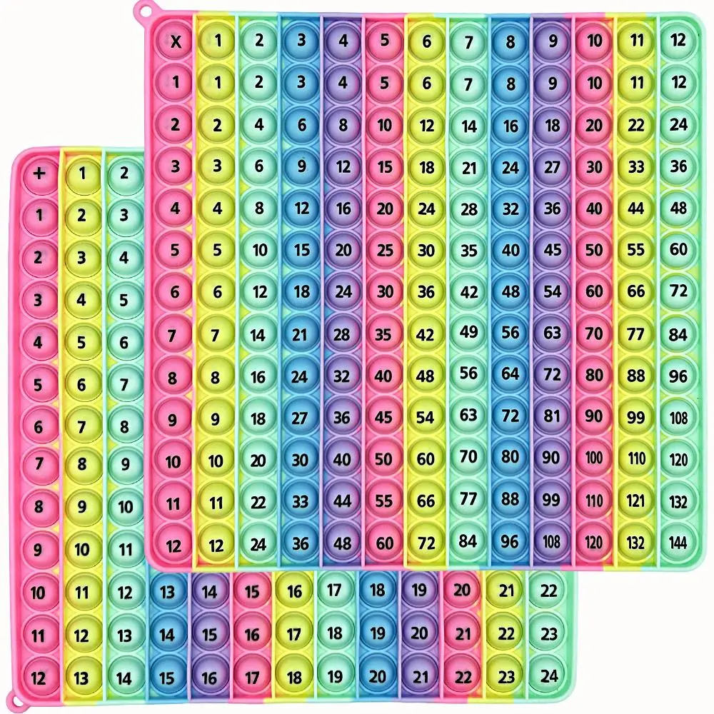 Multiplication 12x12 Addition 12+12 Both Sides Math Learning Game, 1 Count Silicone Push Pop Bubble Educational Toy For Kids, Valentine's Day Gift