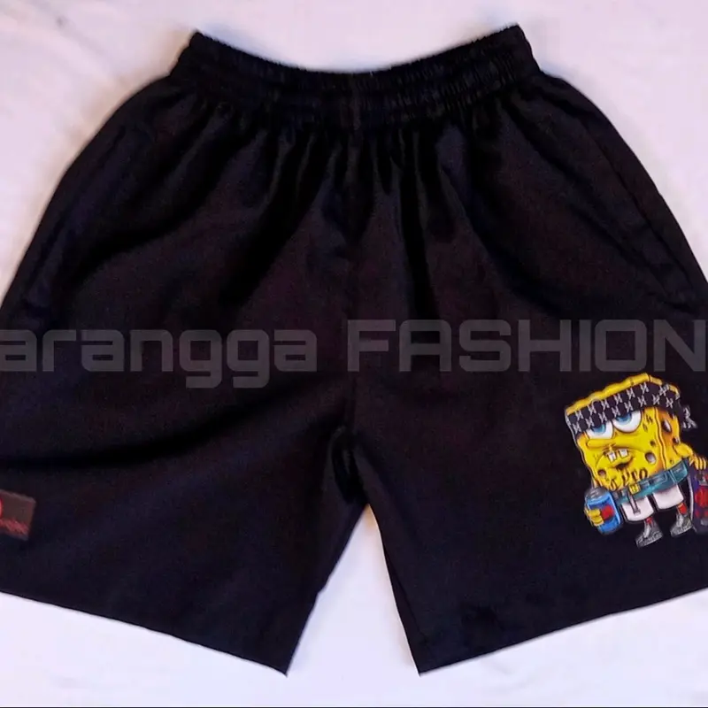 celana pendek parasut pria wanita ziper resleting olahraga santai harian M L XL XXL Hitam Hitam Polos Uniseks Pria Wanita Cepat Kering Sport 1