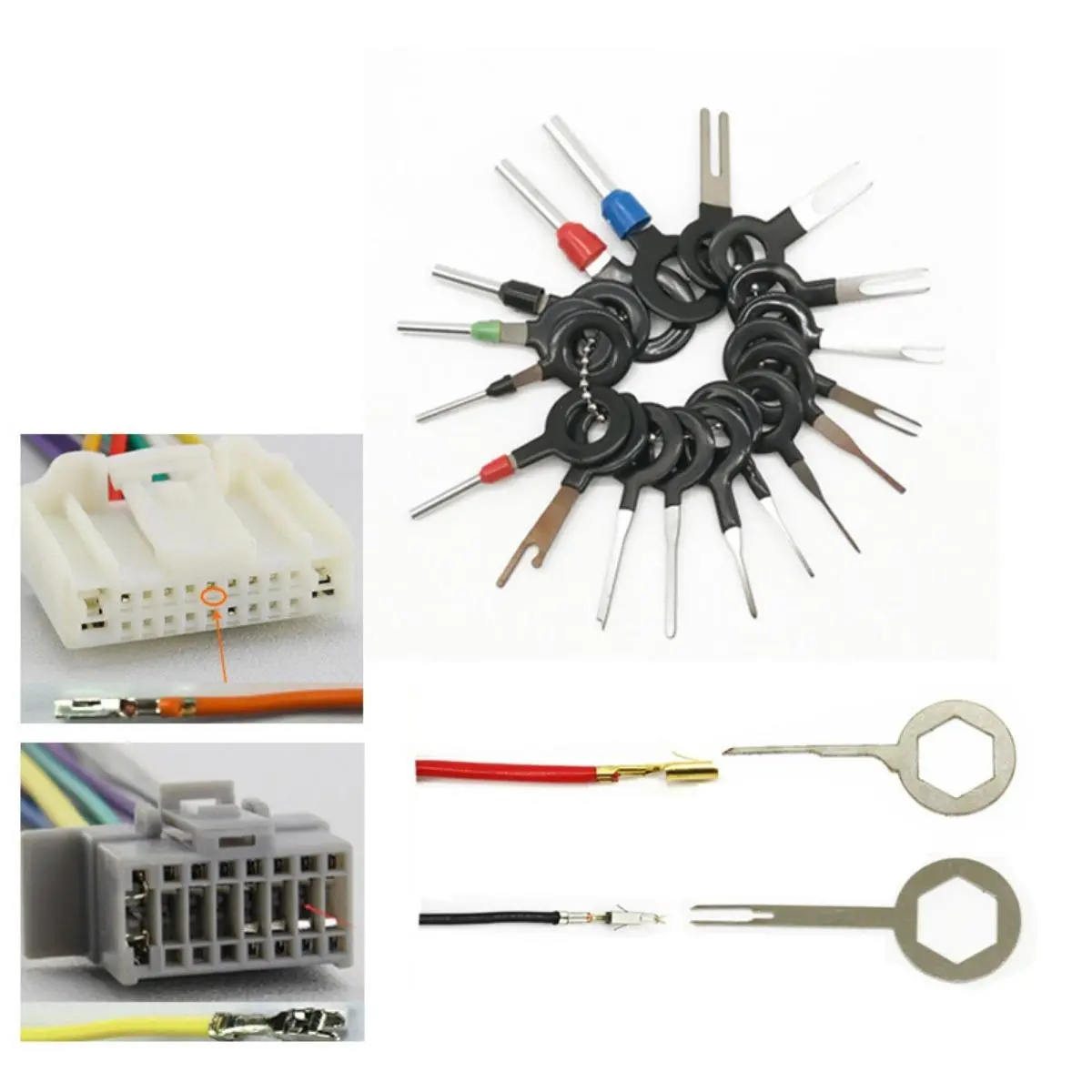 Car Terminal Disassembly Needle Extractor 11Pcs 36 Pcs Wiring Harness Needle Pusher Stainless Steel Connection Needle Picker Hardware Tools
